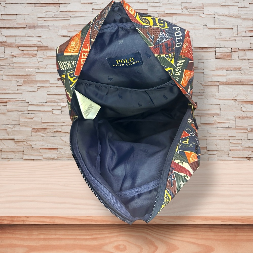 Polo Ralph Lauren Multicolor Collegiate Print Patchwork Logo Backpack 🎒 - Picture 6 of 6